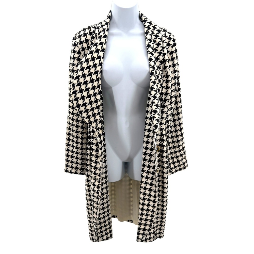 Vtg Geary Roark Kamisato Houndstooth Dress Coat Jacket Metallic Gold Button 10 - Picture 6 of 7